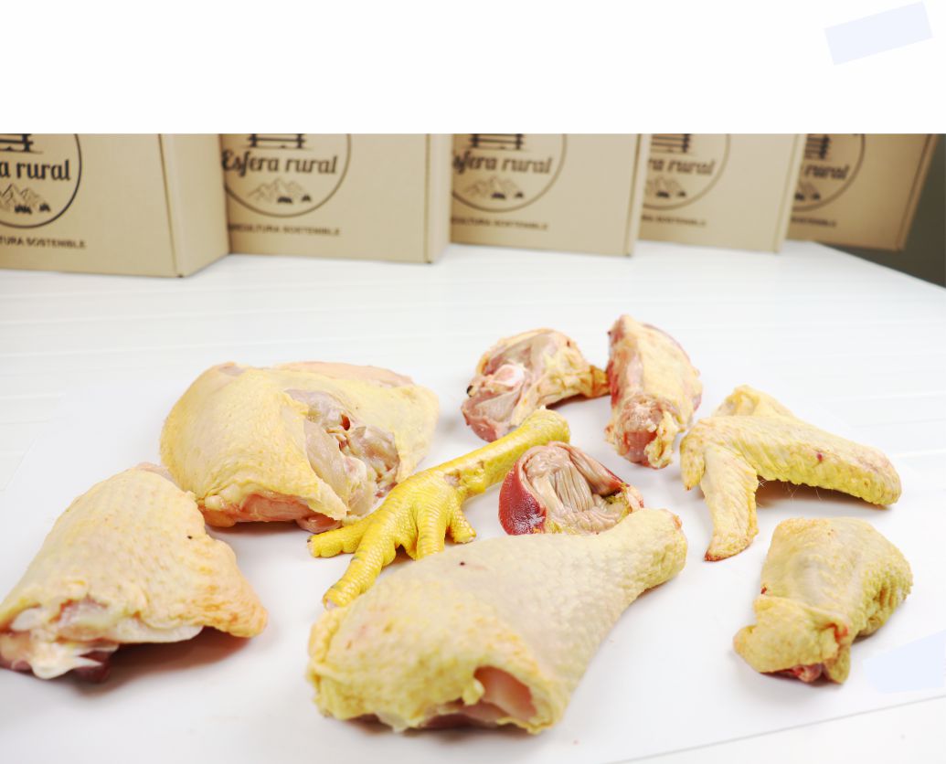 Medio pollo troceado amarillo Medio pollo troceado amarillo